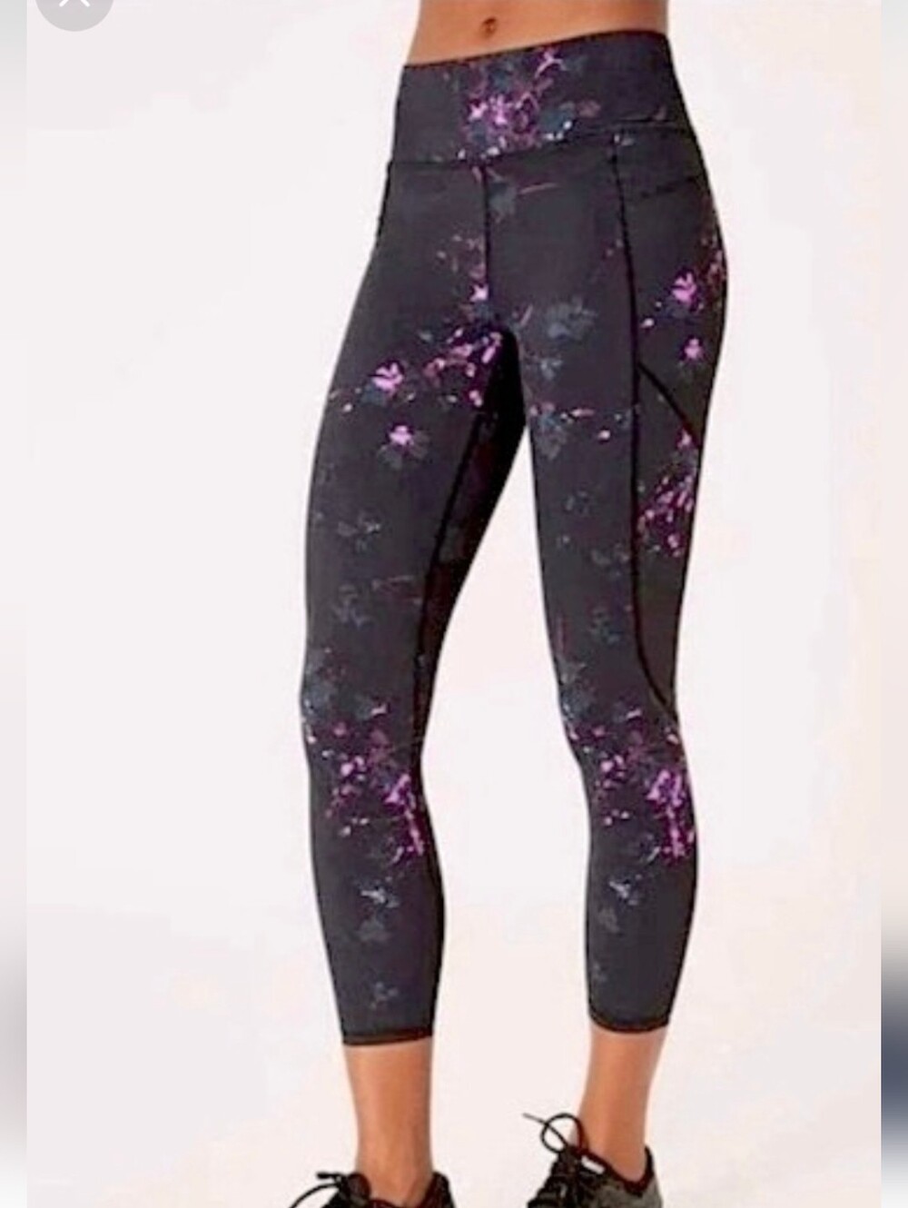 Sweaty Betty "Zero Gravity" Black Floral Print Leggings Sx XL!